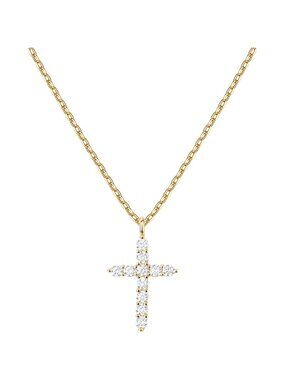 14K Gold Plated Cubic Zirconia Cross Necklace for Women | Cross Faith